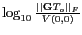 $ \log_{10}\frac{\vert\vert \mathbf{G}T_o \vert\vert _F}{V(0,0)}$