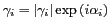 $ \gamma_i = \vert \gamma_i \vert \exp{\left(i\alpha_i\right)}$