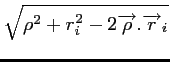 $\displaystyle \sqrt{\rho^2+r_i^2-2\overrightarrow{\rho}.\overrightarrow{r}_i}$