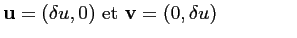 $\displaystyle \mathbf{u}=(\delta u,0) ~\textrm{et}~\mathbf{v}=(0,\delta u) \qquad\qquad$