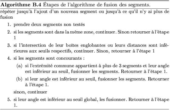 \begin{algorithm}
% latex2html id marker 7730\caption[\svalabard . Fusion des ...
...uil global, les fusionner. Retourner  l'tape 1.
\end{enumerate}\end{algorithm}